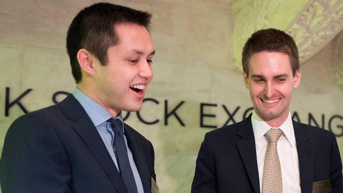 Snapgrundarna Bobby Murphy och Evan Spiegel. (Foto: TT)