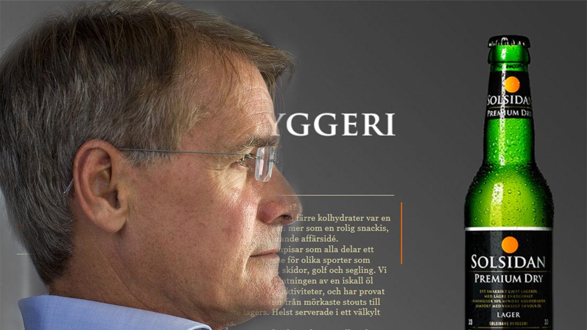 Riskkapitalisten Christer Gardells egenframtagna öl är ett miljonfiasko. (Foto: TT och Solsidan Bryggeri / montage)