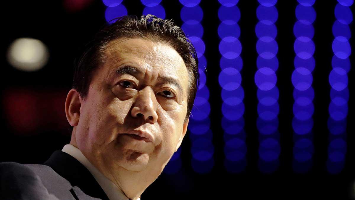 Meng Hongwei lämnade sin stol som Interpolchef på söndagen. Han utreds för mutbrott. (Foto: TT)