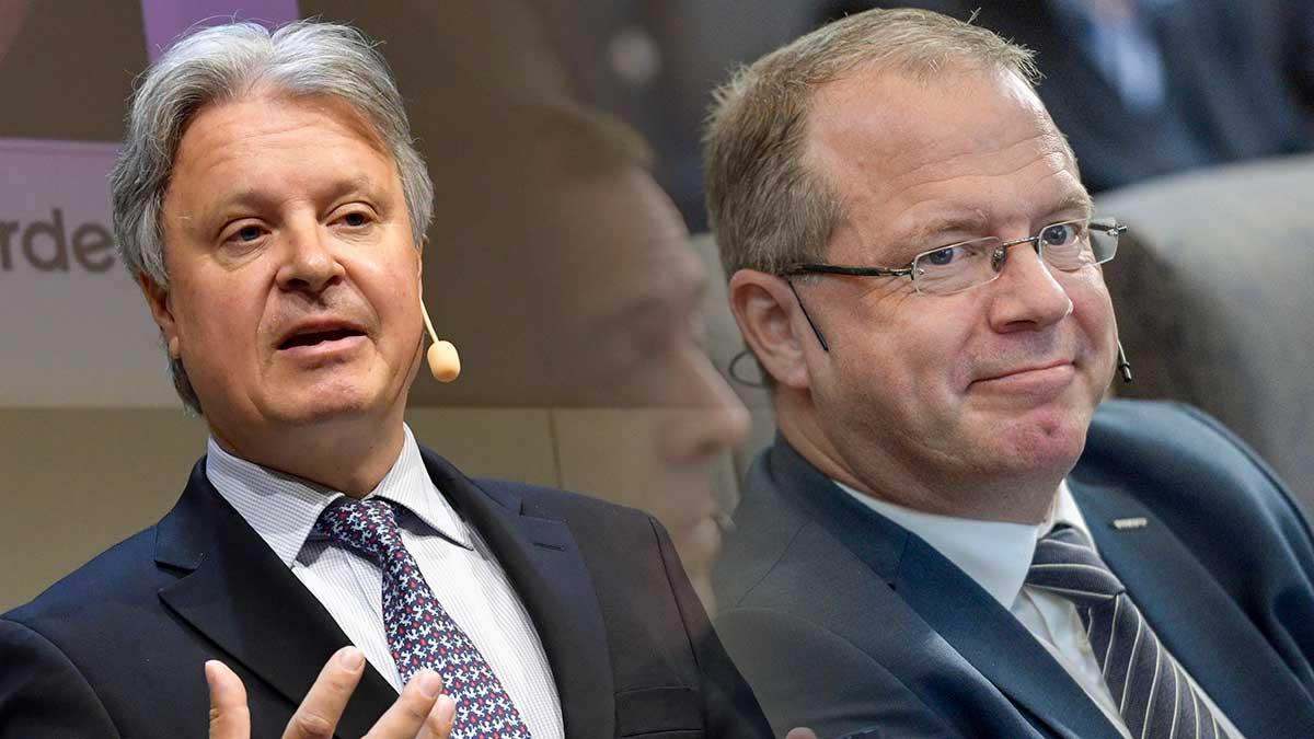 På bild: Nordeas vd Casper von Koskull och Martin Lundstedt