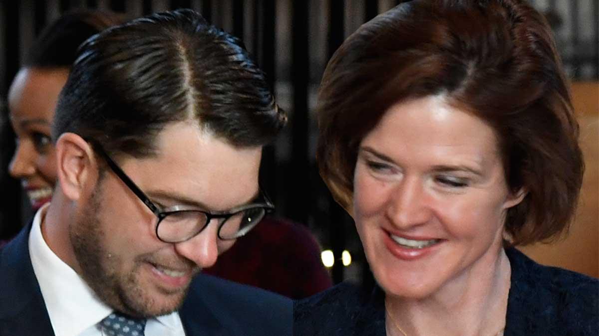 Banden stärks mellan Jimmie Åkesson och Anna Kinberg Batra. (Foto: TT / montage)