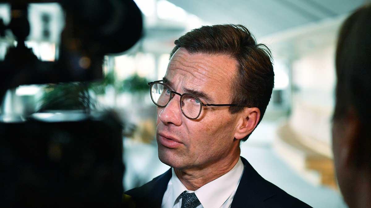 Moderatledaren Ulf Kristersson vill "inte spekulera i" vad allianspartierna gör om Stefan Löfven tackar nej till att Socialdemokraterna blir stödparti åt en alliansregering. Bilden togs efter allianspartiernas presskonferens i dag