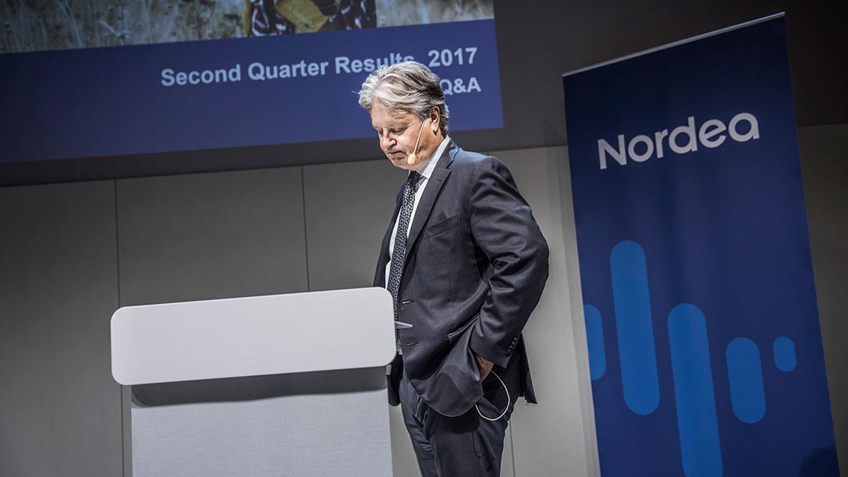 EBM inleder ingen underöskning om penningtvättsbrott mot Nordea. På bilden syns storbankens vd Nordeas vd Casper von Koskull. (Foto: TT)
