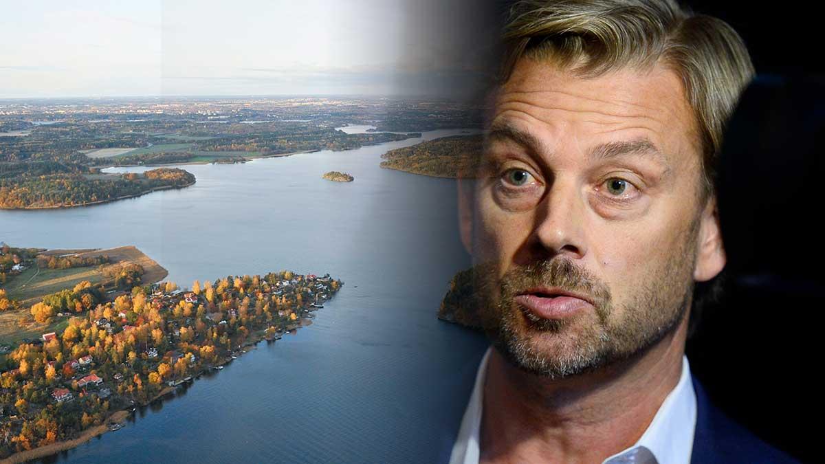 Swedbanks tidigare vd Michael Wolf i tvist med ex-sambon om bodelningen efter försäljningen av mångmiljonvillan i Solsidan (till vänster). (Foto: TT / Montage)