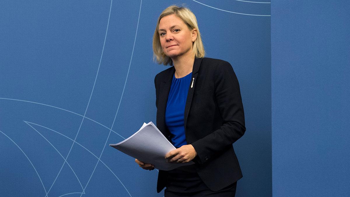 Skatteintäkterna från privatpersoner ökade med 56 miljarder mellan deklarationsåren 2016 och 2017. Goda skäl för finansminister Magdalena Andersson (S) att kanske dra på smilgroparna? (Foto. TT)