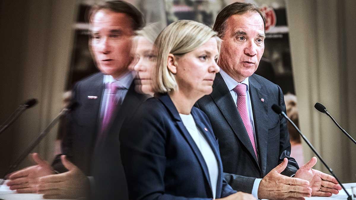 Den kvinnliga entreprenören och debattören anser att regeringen motarbetar det kvinnliga företagandet i Sverige. På bilden syns finansminister Magdalena Andersson och statsminister Stefan Löfven. (Foto: TT)