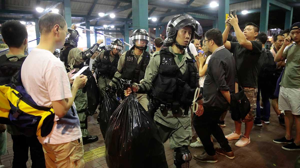 Kinas ambassad i Stockholm rasar mot att Sthlm Tech Fest släpper fram en demonstrant, "en allvarlig provokation", heter det. Bilden är från Hongkongprotesterna. (Foto: TT)