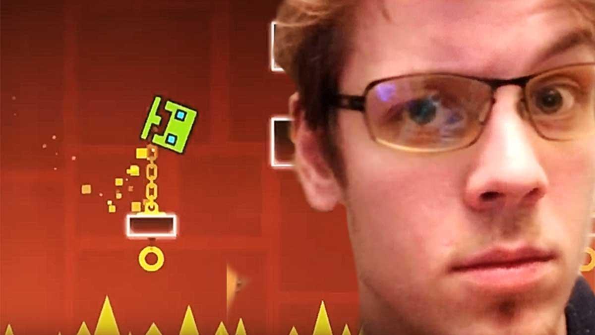 Svenska kodargeniet Robert Topala, 32, har enligt Di Digital dragit in över 200 miljoner kronor i ren vinst sedan 2014 på spelsuccén Geometry Dash. Bilden är ett montage på skärmdumpar från Youtube.
