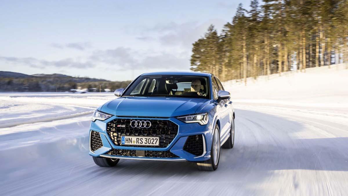 Audi RS Q3 fick bekänna färg i Arvidsjaur. (Foto: Tobias Sagmeister)