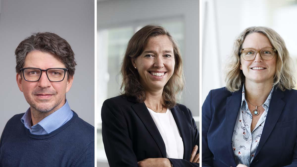 Från vänster: Ny HR-direktör Christian Barthélémy, ny finansdirektör Kerstin Ahlfont och ny chef för affärsområdet Heat Ulrika Jardfelt. (Foto: Vattenfall)