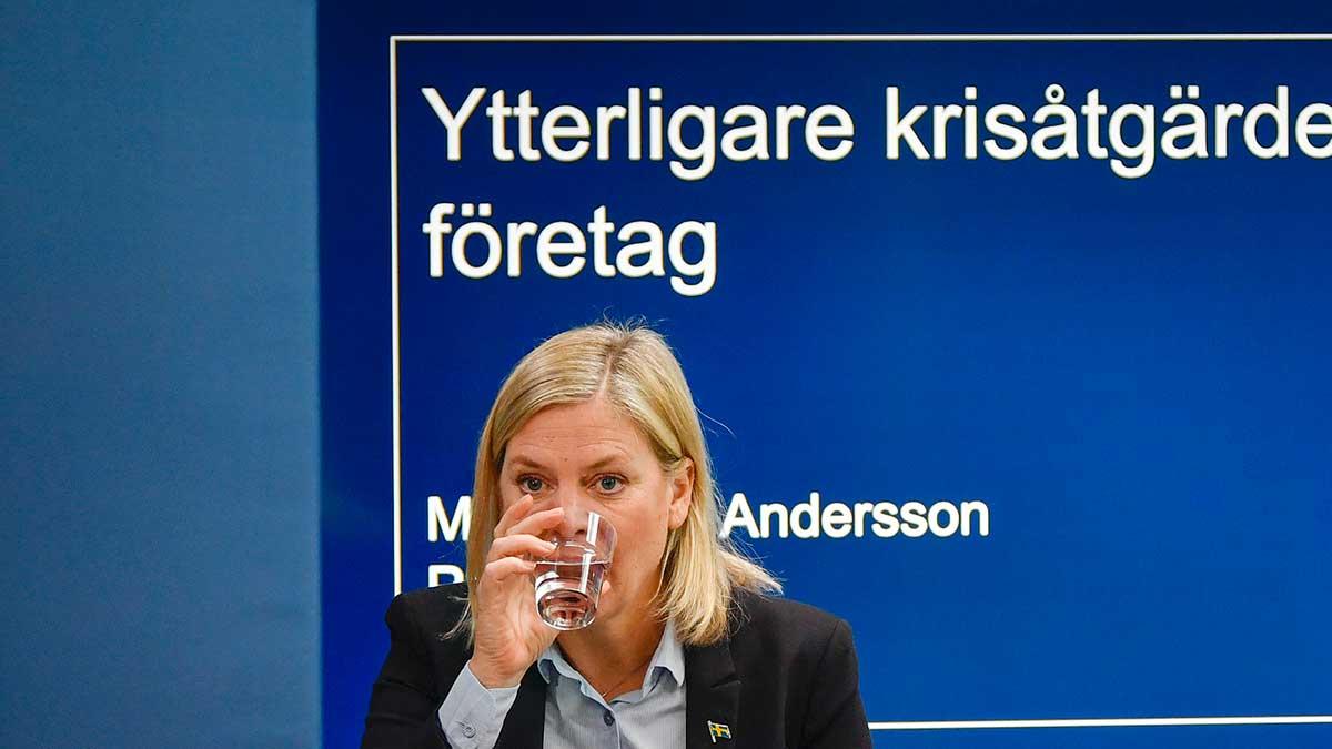 Finansminister Magdalena Andersson får svidande kritik för den föreslagna åtstramningen av korttidsstödet till företag. (Foto: TT)