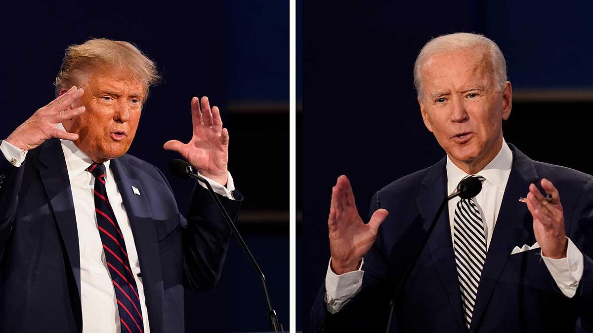 Trump är segerviss och kallar Biden för buff. Men nu har Biden oddsen på sin sida igen. Det svänger som ni ser i den amerikanska valrysaren. (Foto: TT)