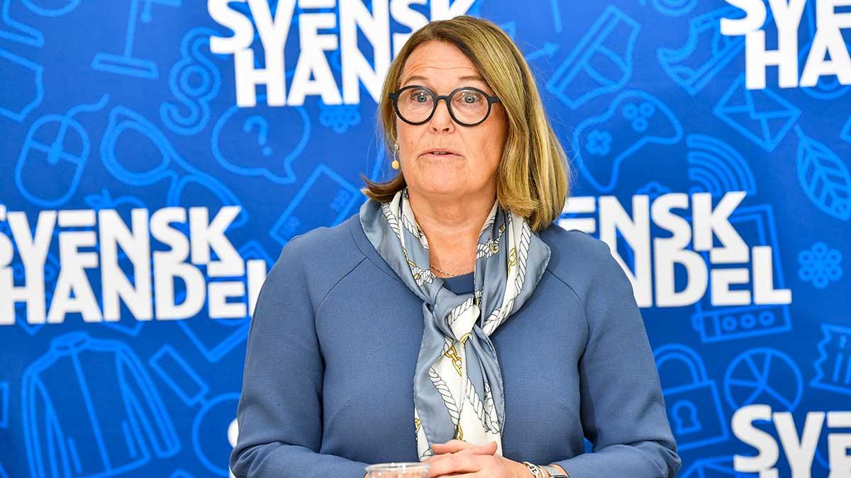 "Trots en liten ökning ligger framtidstron kvar på låga nivåer", säger Karin Johansson, vd för Svensk Handel. (Foto: TT)