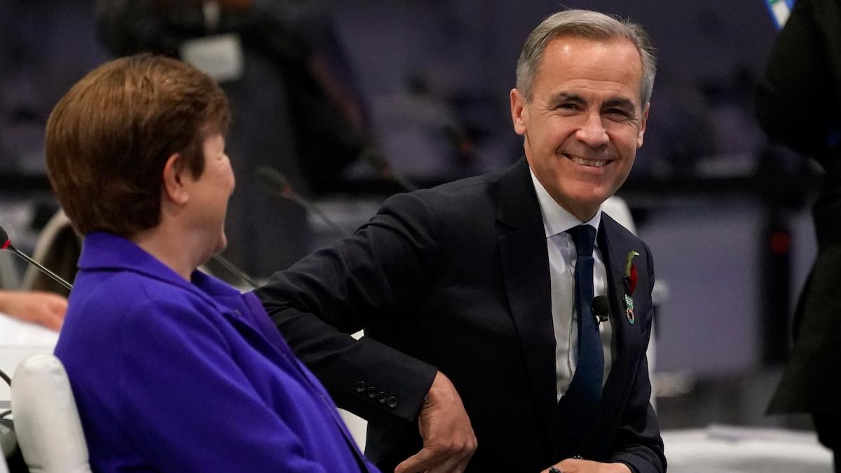 Mark Carney representerar Gfanz och 130 000 miljarder dollar i klimatfinansiering.