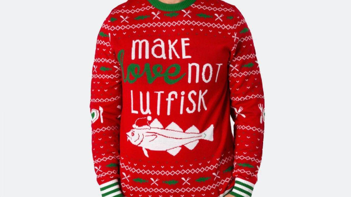 jultröja med texten Make love not lutfisk