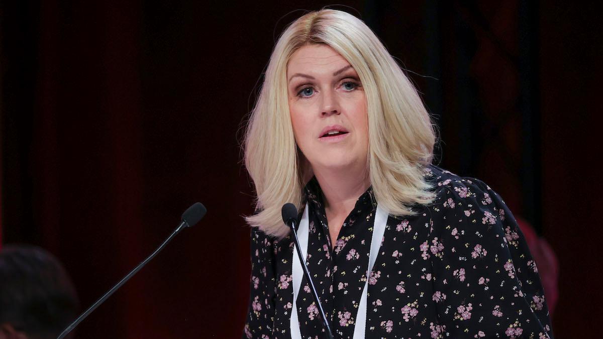 Socialminister Lena Hallengren medverkar vid dagens invigning, av Astra Zenecas toppmoderna tillverkningsanläggning i Södertälje