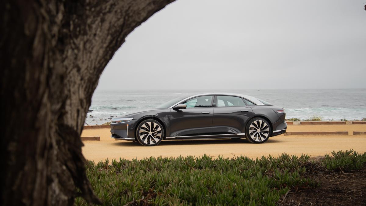 Lucid Air vid ett träd