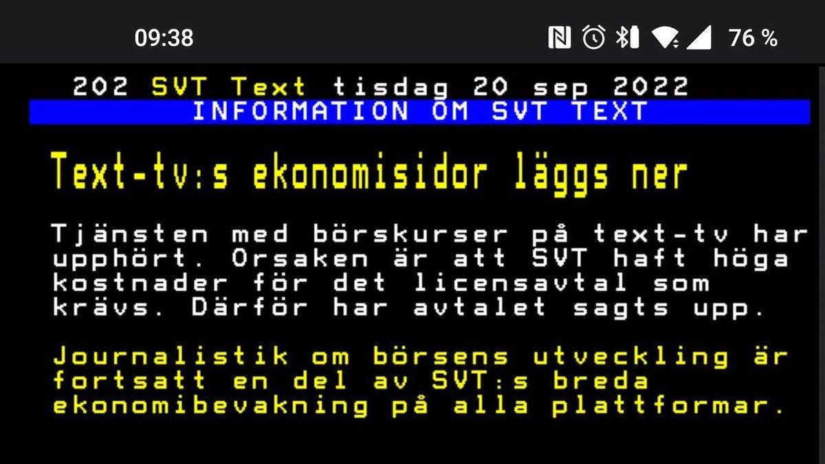 Nu är text-tv:s ekonomisidor borta