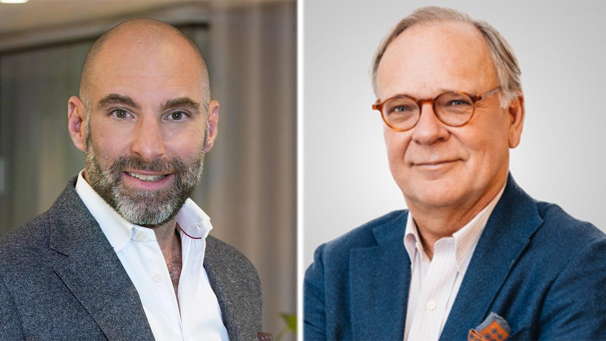 Frisq Holding AB accepterar budet från Cambio Healthcare Systems AB:s dotterbolag Frisq AB. Cambios vd Rami Avidan till vänster och Frisqs tillförordnade vd Mats Lindstrand till höger