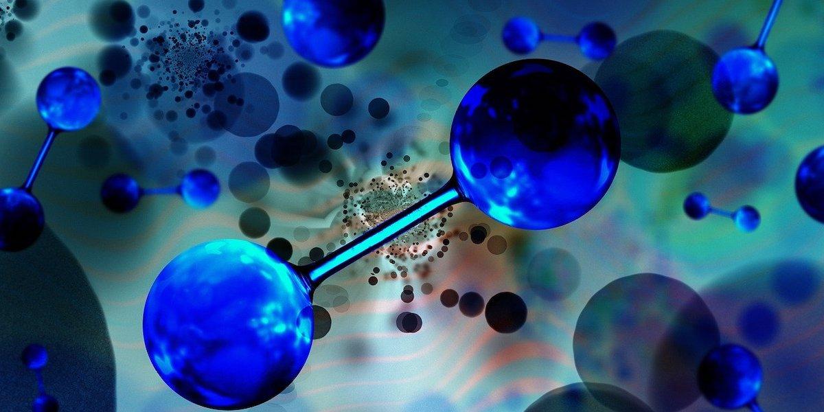 Vätemolekyler. Forskare har med hjälp ar verktyg som används inom geologi upptäckt cancer på atomär nivå med hjälp av väte