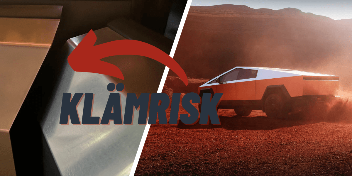 Här är det stor risk för klämskada, eller avhugget finger om man inte passar sig. (Foto: SpykeDaddy på https://www.cybertruckownersclub.com samt Tesla)