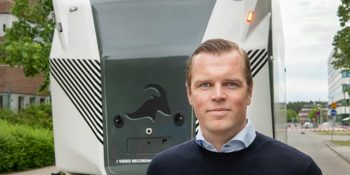 Bilden föreställer Robert Falck, vd på Einride. Företaget går med förlust på 1,3 miljarder