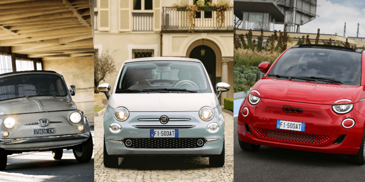 Tre tydliga generationer av Fiat 500. En hyllning på 67-års dagen. (Foto: Fiat)