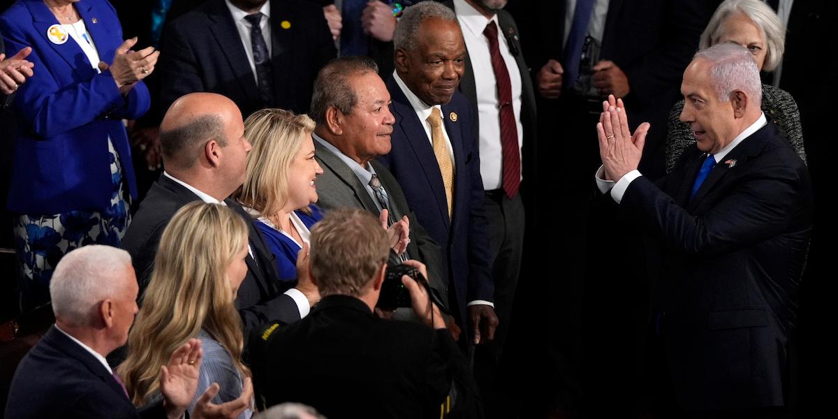 Benjamin Netanyahu, Premiärminister i Israel, besökte Washington där han höll ett tal.