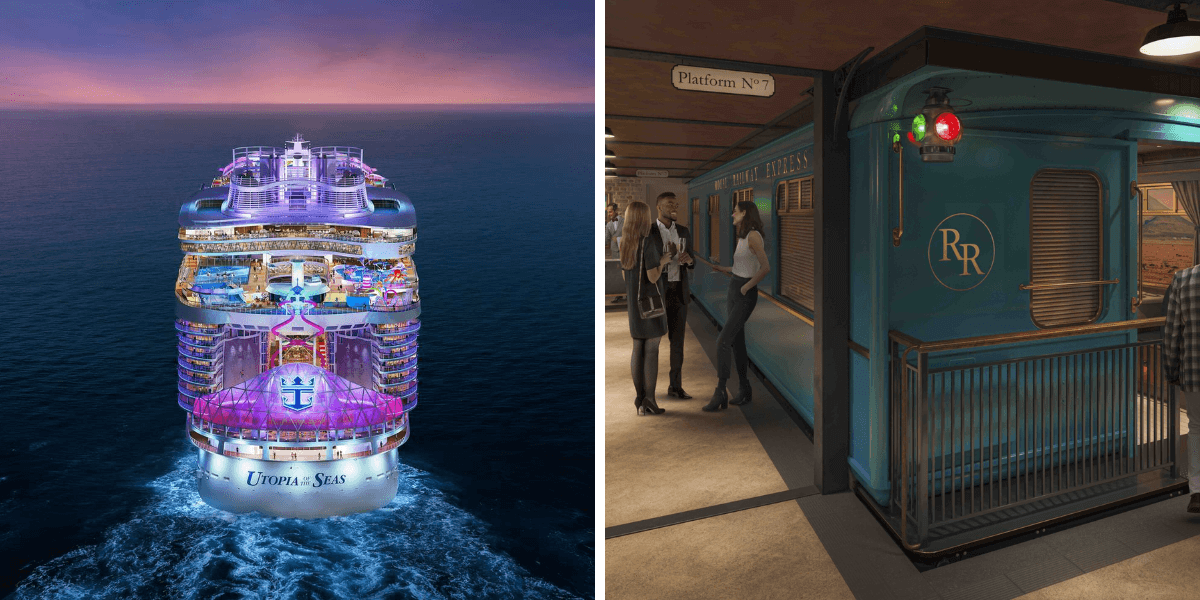 Royal railway – Utopia station. Ja på detta kryssningsfartyg hittar du en restaurang som är inne i ett tåg. (Foto: Royal Caribbean)
