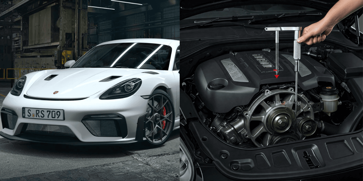 Till höger ser ni hur AI tolkade verktyget. (Fotot: Porsche och Imagen)