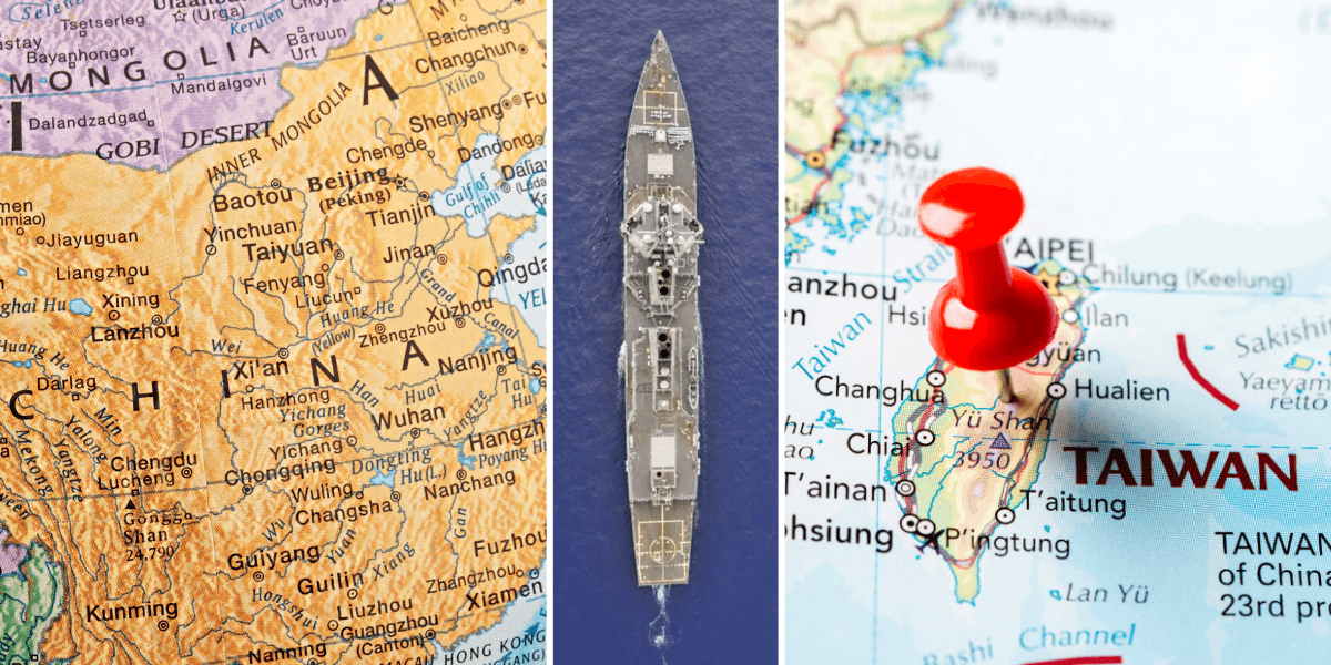 Det amerikanska örlogsfartyget passerade Taiwansundet mellan Taiwan och Kina. (Bild: US NAVY / Canva)