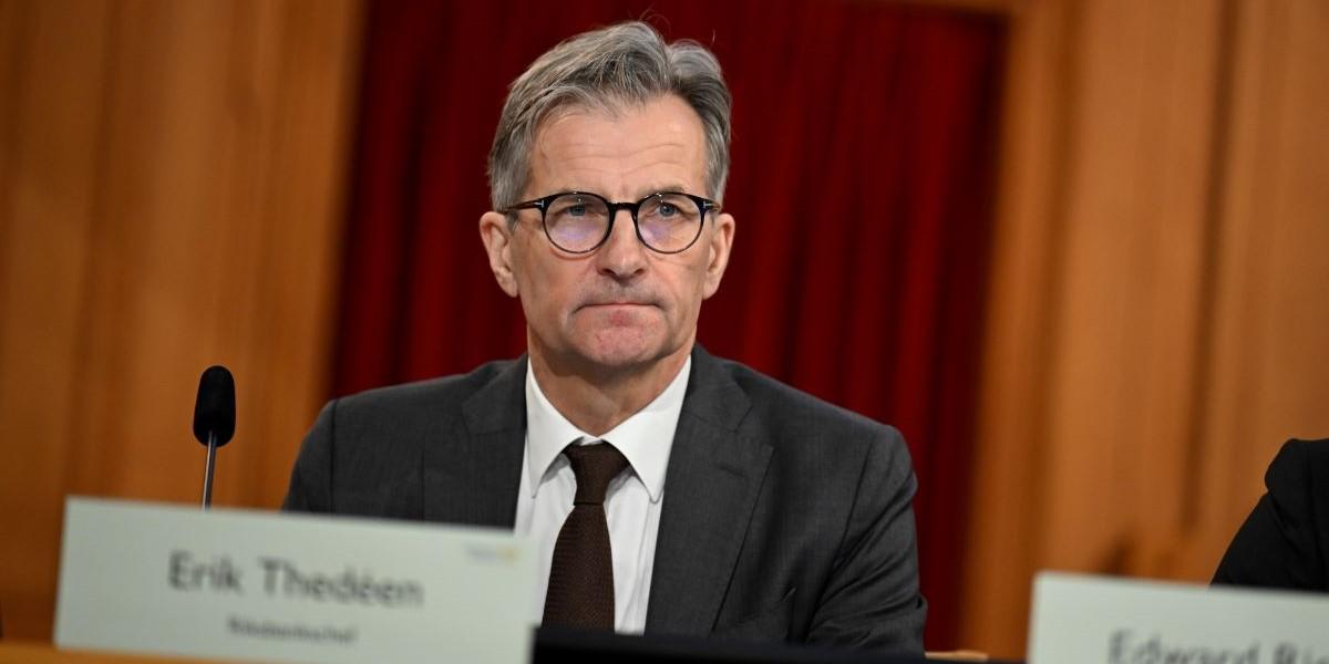 Riksbankschef Erik Thedéen i samband med utfrågningen i riksdagens finansutskott då han fick frågan om krypto.