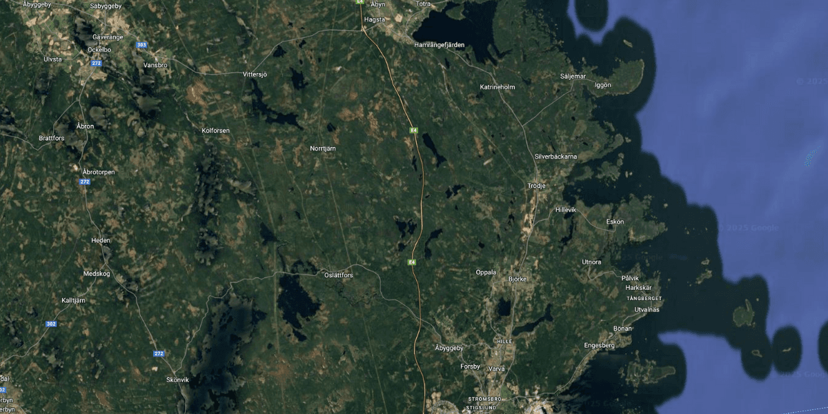 Här på E4 norr om Gävle ska omkörningsförbudet gälla. (Foto: Google maps)