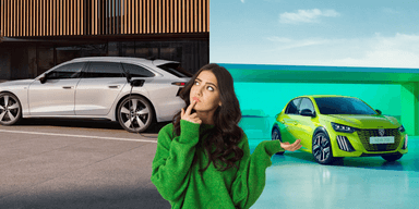 Ska man satsa på snabb laddning eller lågt pris? (Foto: Audi, Peugeot och Canva. Bilden är ett montage)