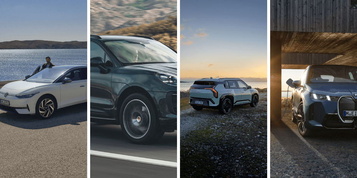 Här är elbilarna med längst räckvidd just nu. (Foto: Volkswagen, Porsche, Kia och BMW)