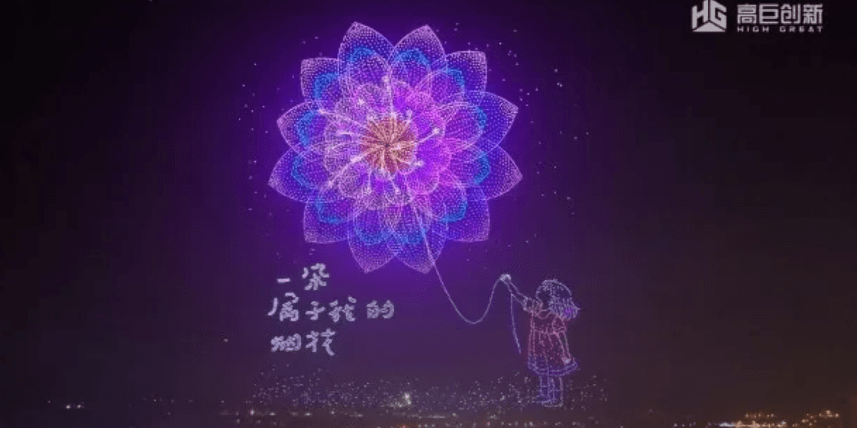 Rekord i drönare, men kan dessa drönare ha ett annat syfte? (Foto: HighGreat drone show Youtube)