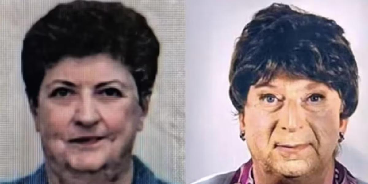 Graziella Dall'Oglio till vänster, och hennes son till höger som försökte efterlikna sin mamma.