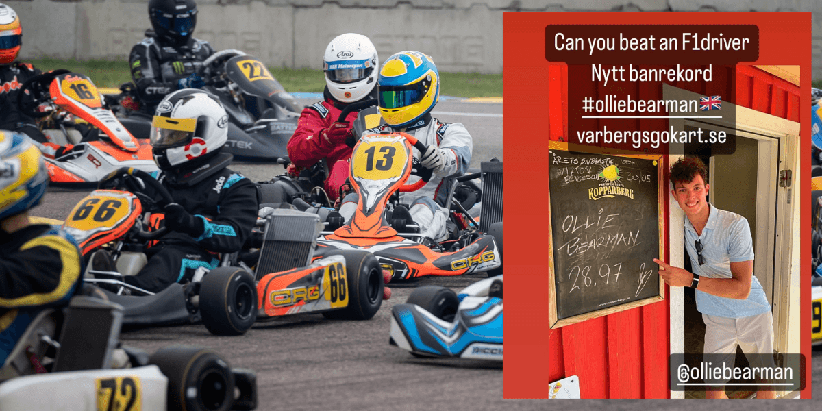 En F1-förare slog rekord i Varbeg. (Foto: Stina Stjernkvist/TT och Varbergs Gokart)